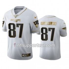 Maillot Homme New England Patriots Rob Gronkowski 87 Nike Blanc Golden Edition 100th